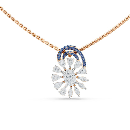 Floral Sapphire Diamond Pendant Rose Gold