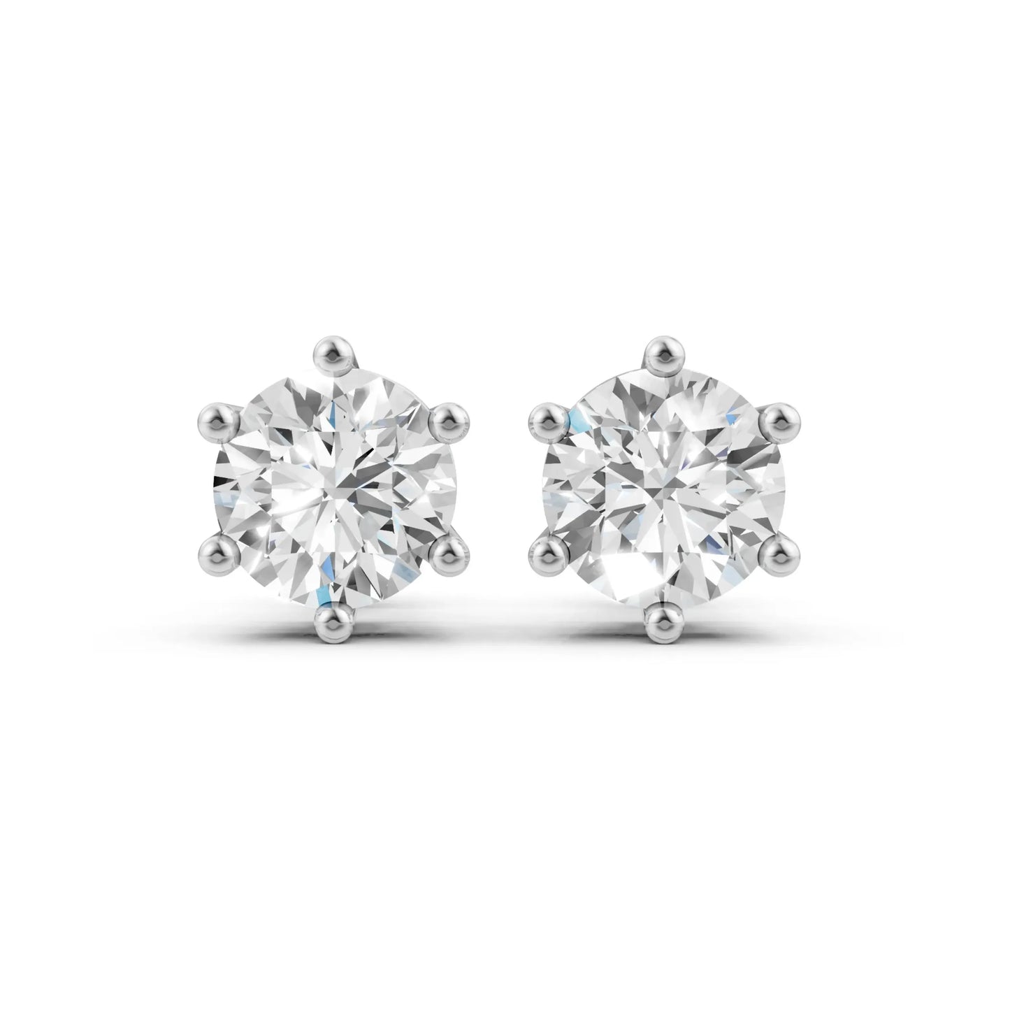 Round Solitaire Stud Earrings White Gold
