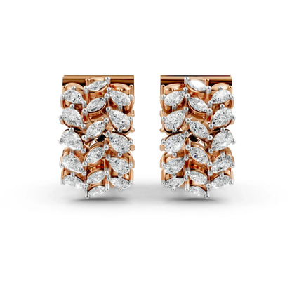 Pear-Round Cluster Hoop Earrings Rose Gold