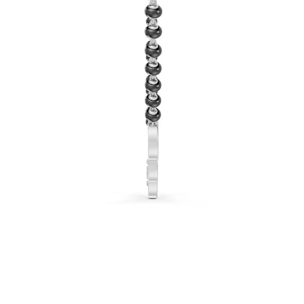 Contemporary Circle Motif Diamond Mangalsutra Design White Gold