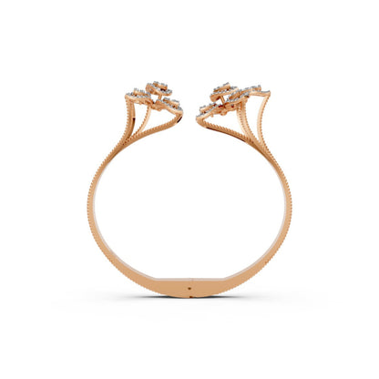 Floral Open Diamond Bangle Rose Gold