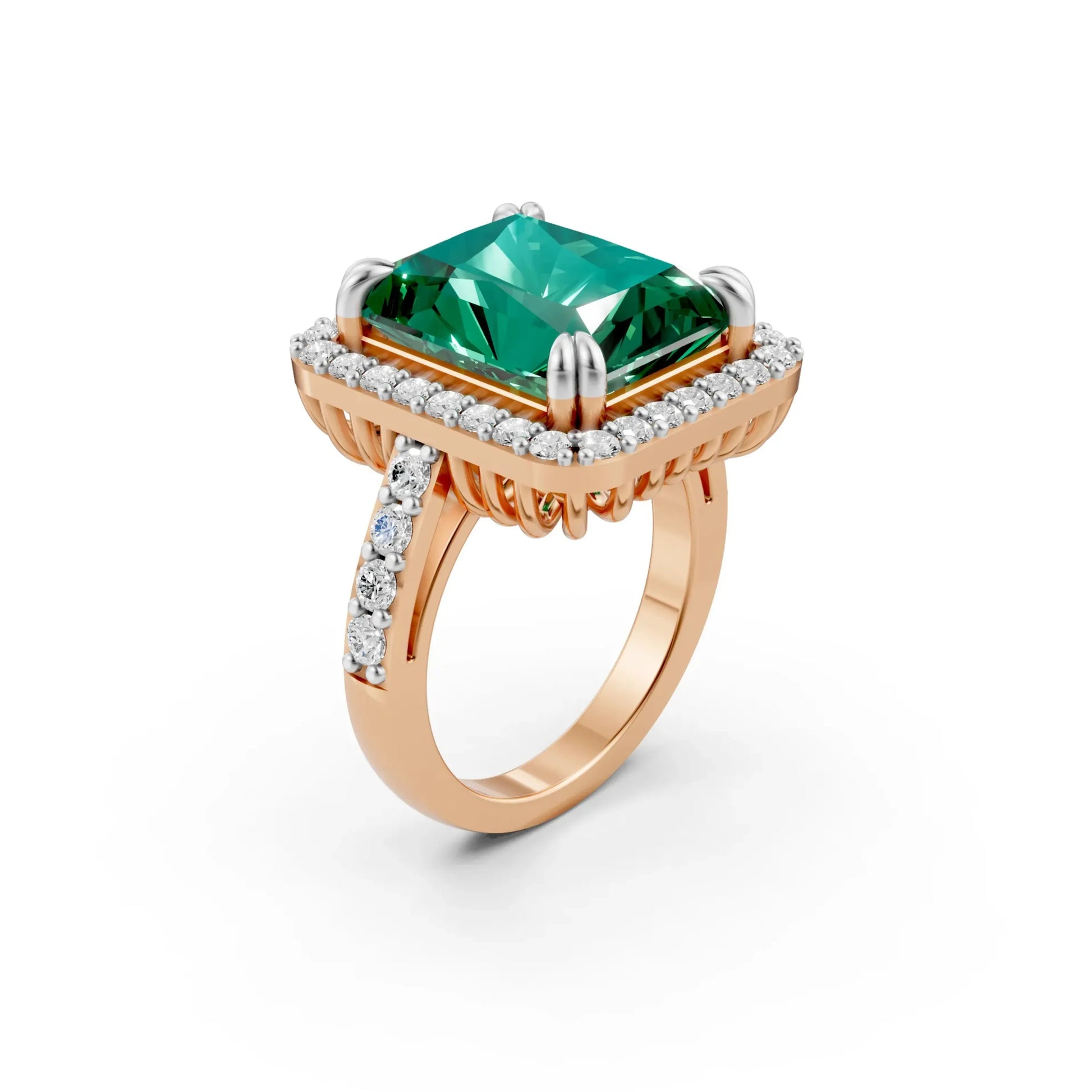 Cushion Halo Statement Ring Rose Gold