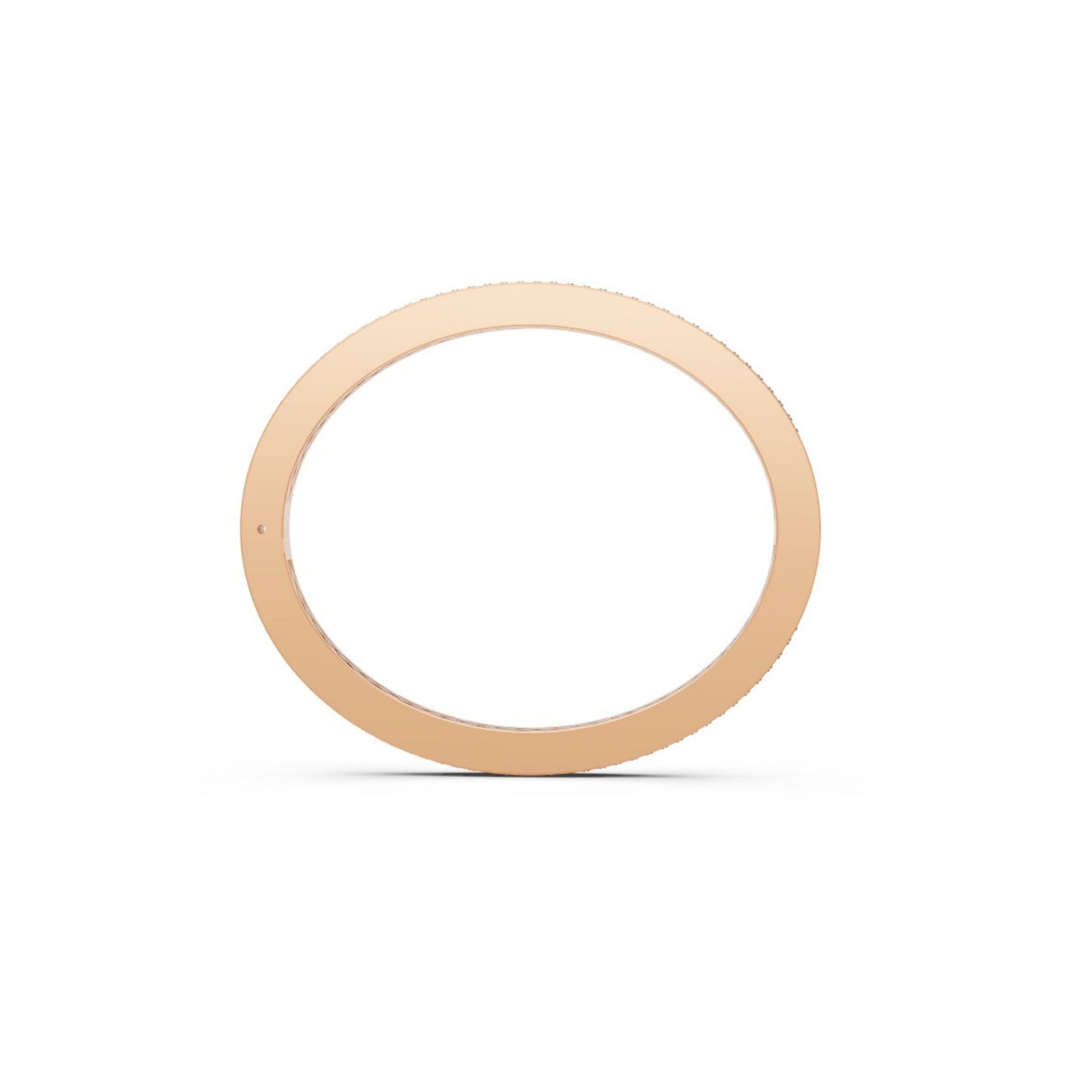 Modern Diamond-Studded Flat Bangle Rose Gold