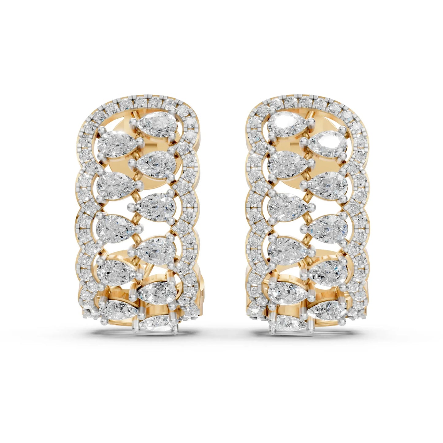 Pear Half-Hoop Earrings Yellow Gold