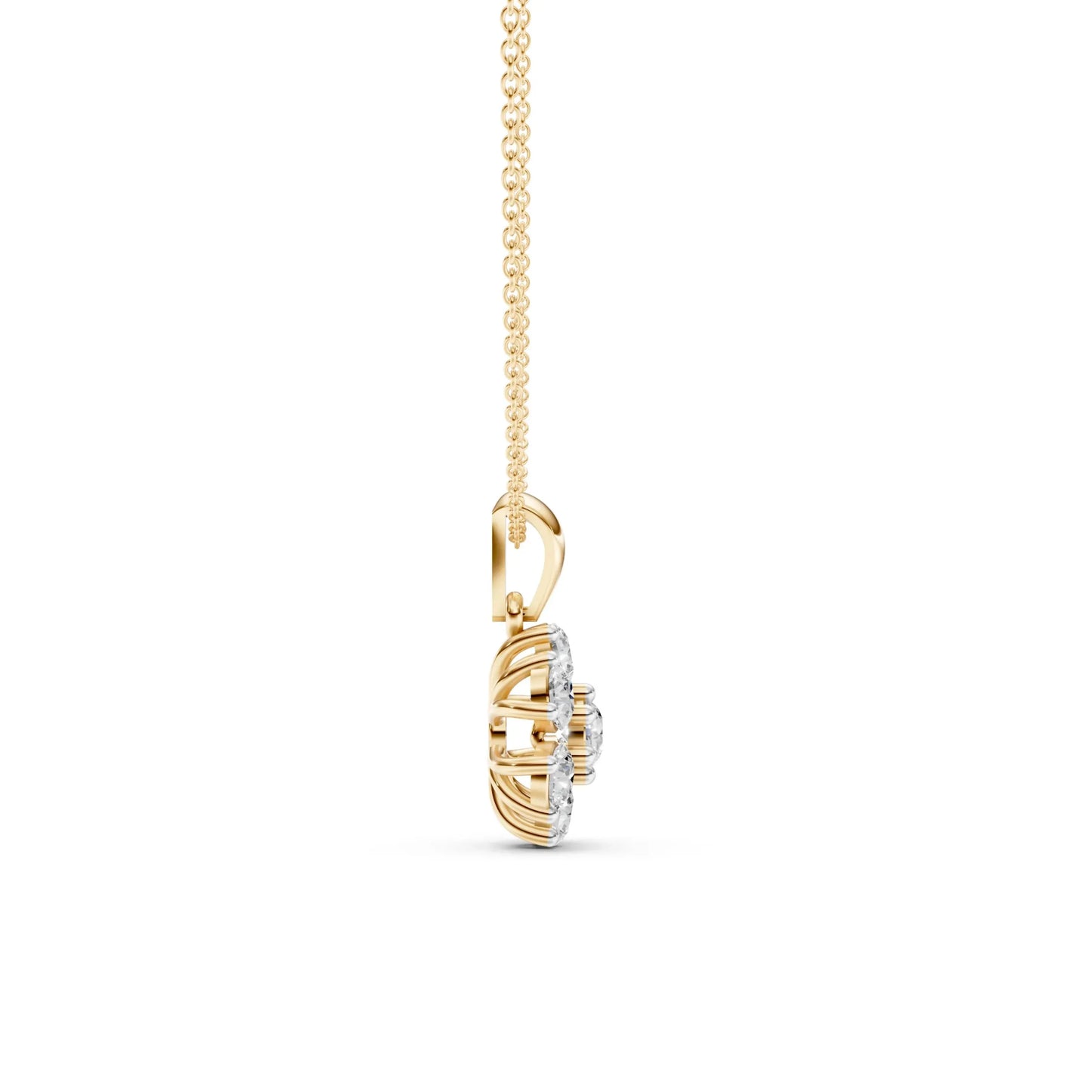 Six-Stone Floral Pendant Yellow Gold