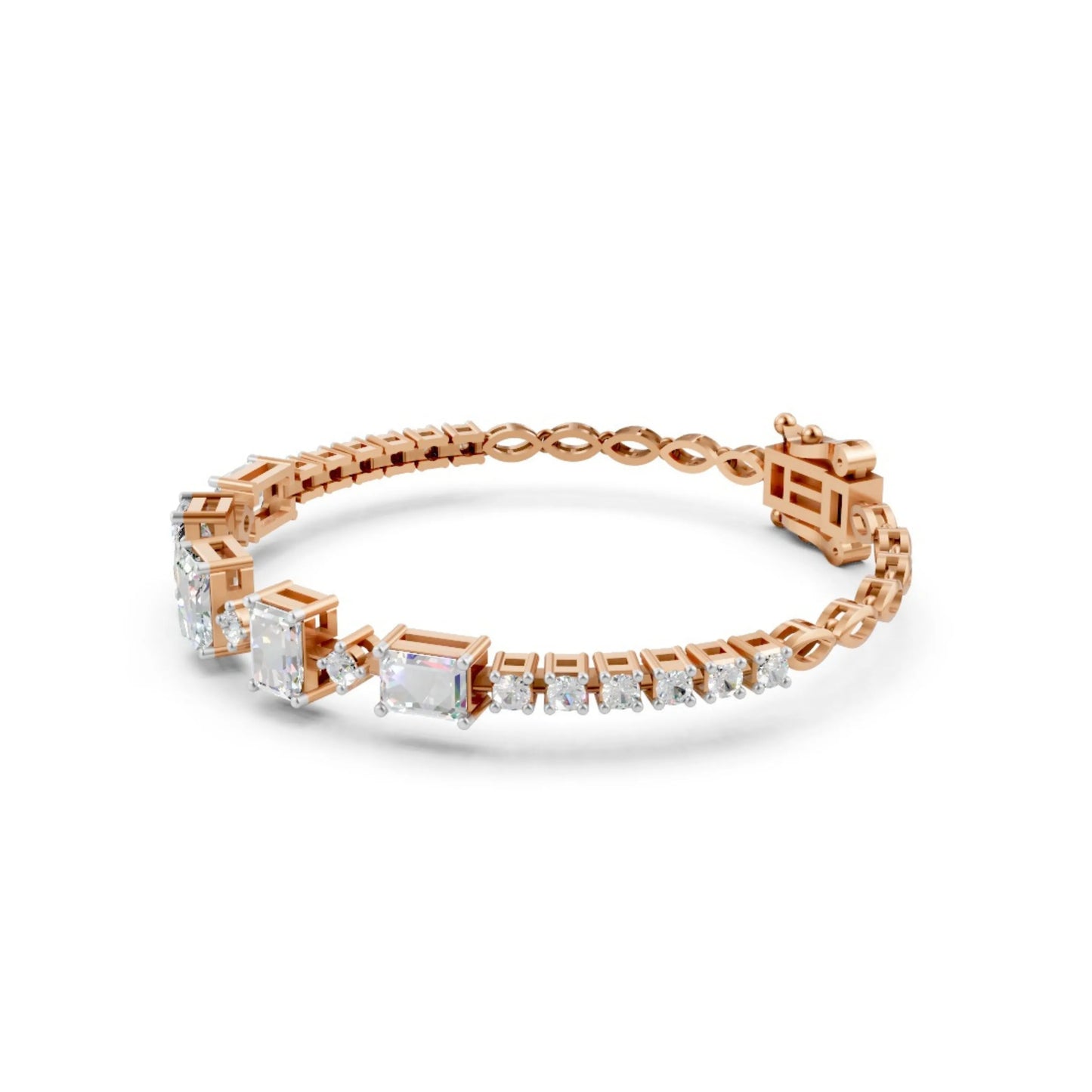 Emerald-Cut Diamond Bracelet Rose Gold