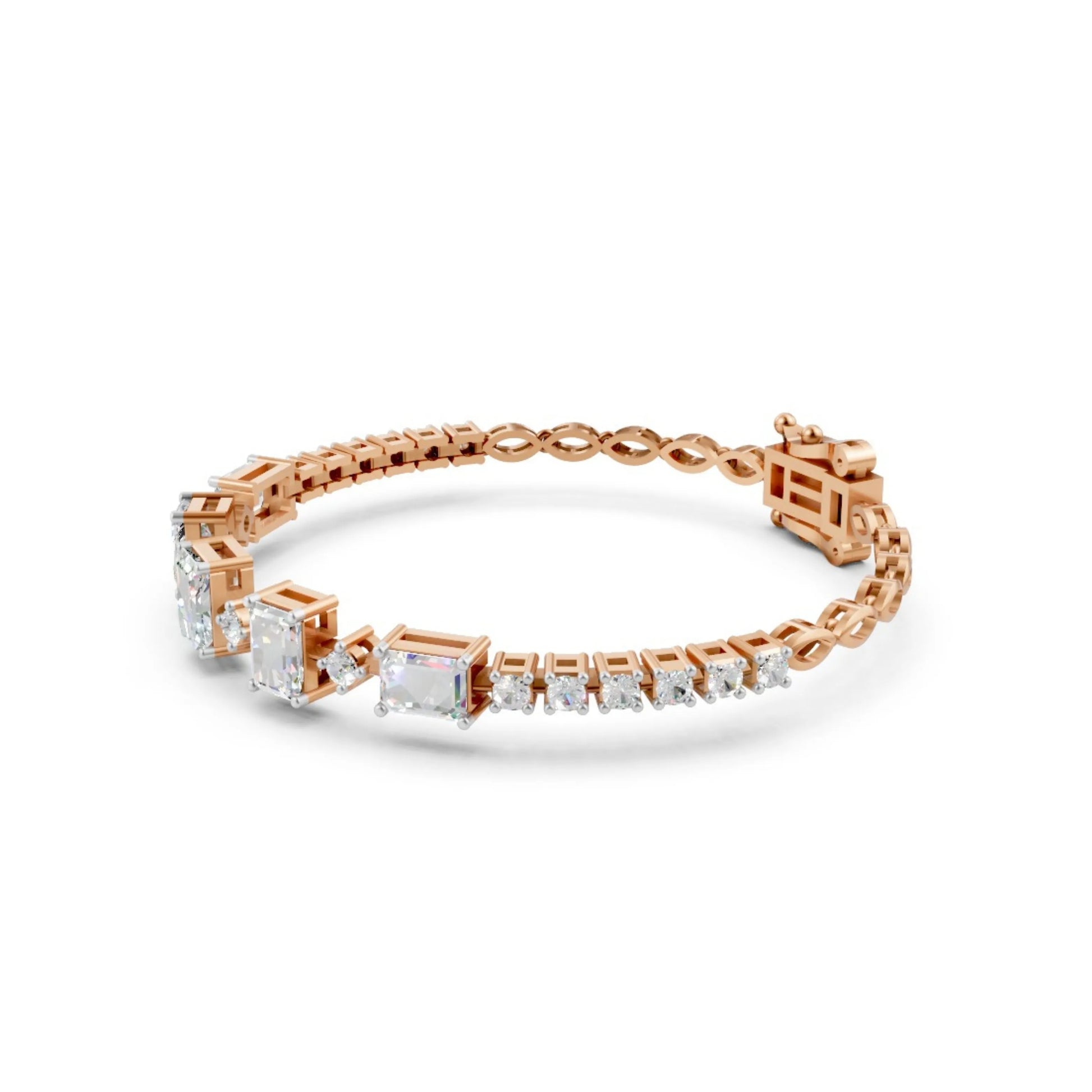 Emerald-Cut Diamond Bracelet Rose Gold