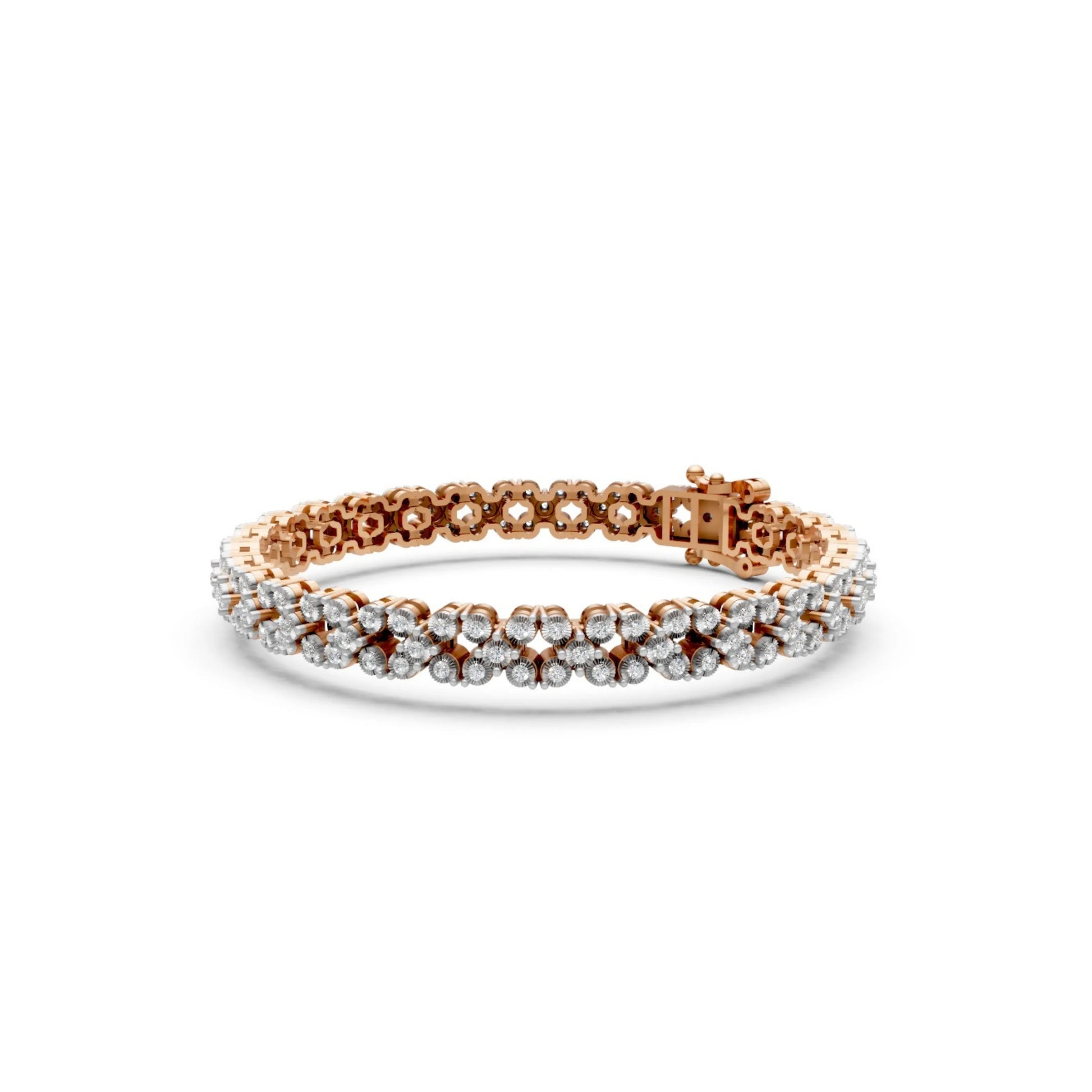 Double Row Diamond Bracelet Rose Gold
