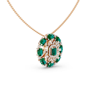 Emerald Floral Cocktail Pendant Rose Gold