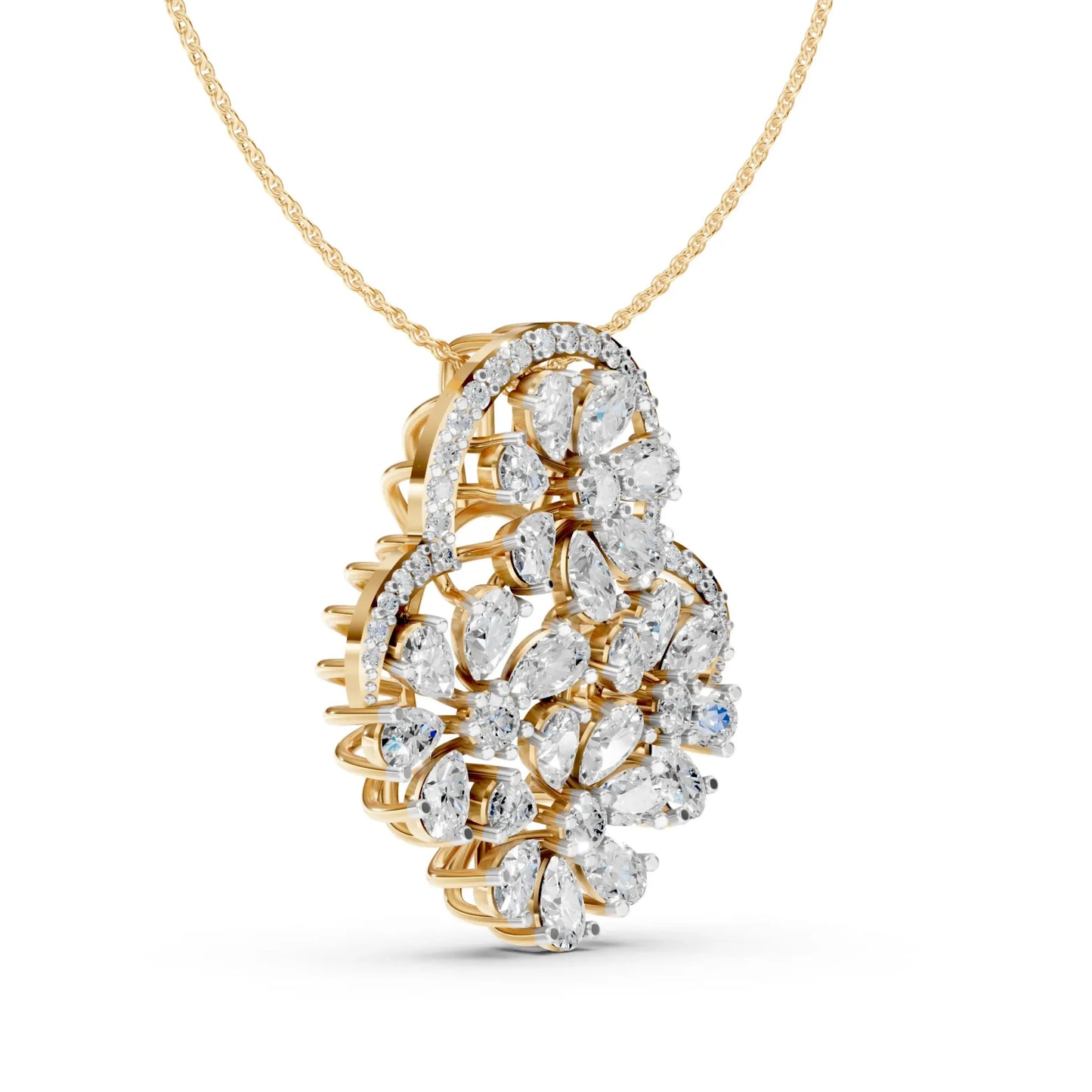 Floral Cluster Pendant Yellow Gold