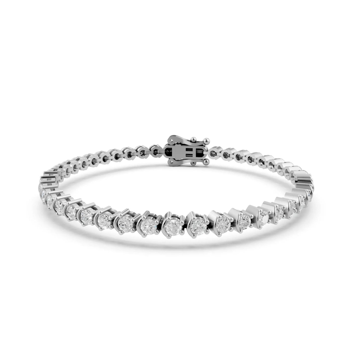 Round Cut Diamond Tennis Bracelet White Gold