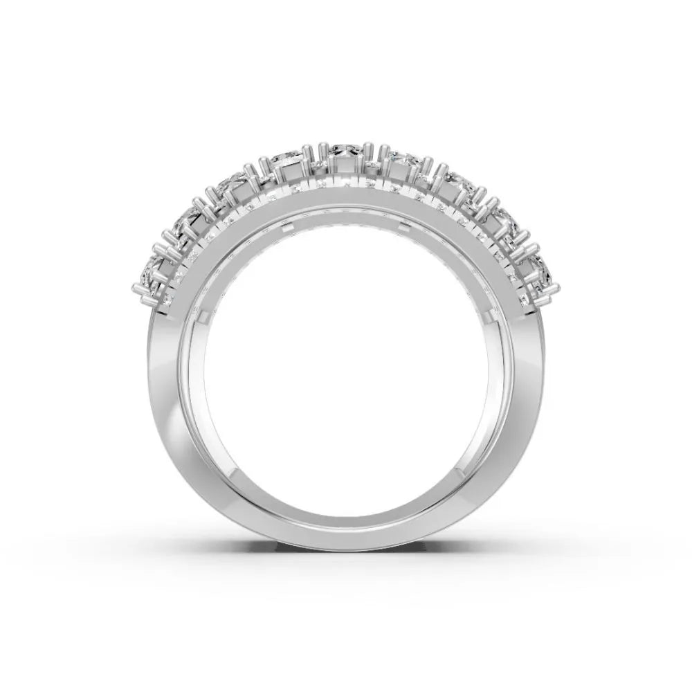 FloraGlint Multi-Row Diamond Ring White Gold