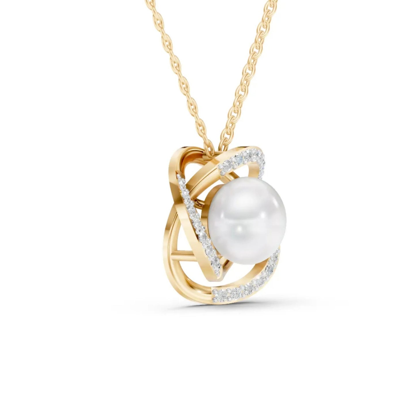 Pearl Halo Pendant Yellow Gold