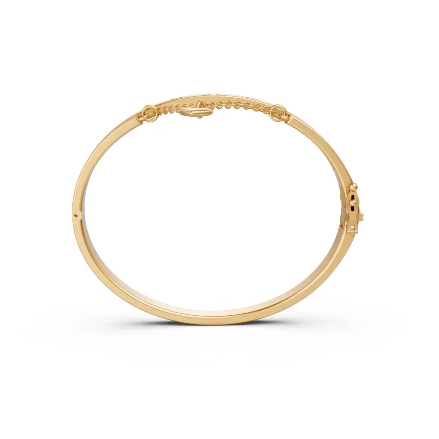 Roman Numeral Diamond Bangle Yellow Gold