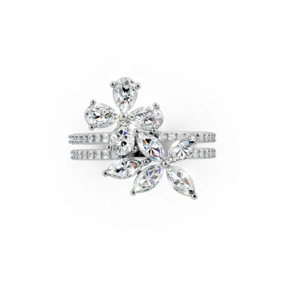 BlossomGlow Marquise Diamond Ring White Gold