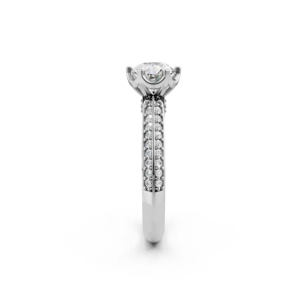 Brilliance Band Round Solitaire Ring White Gold