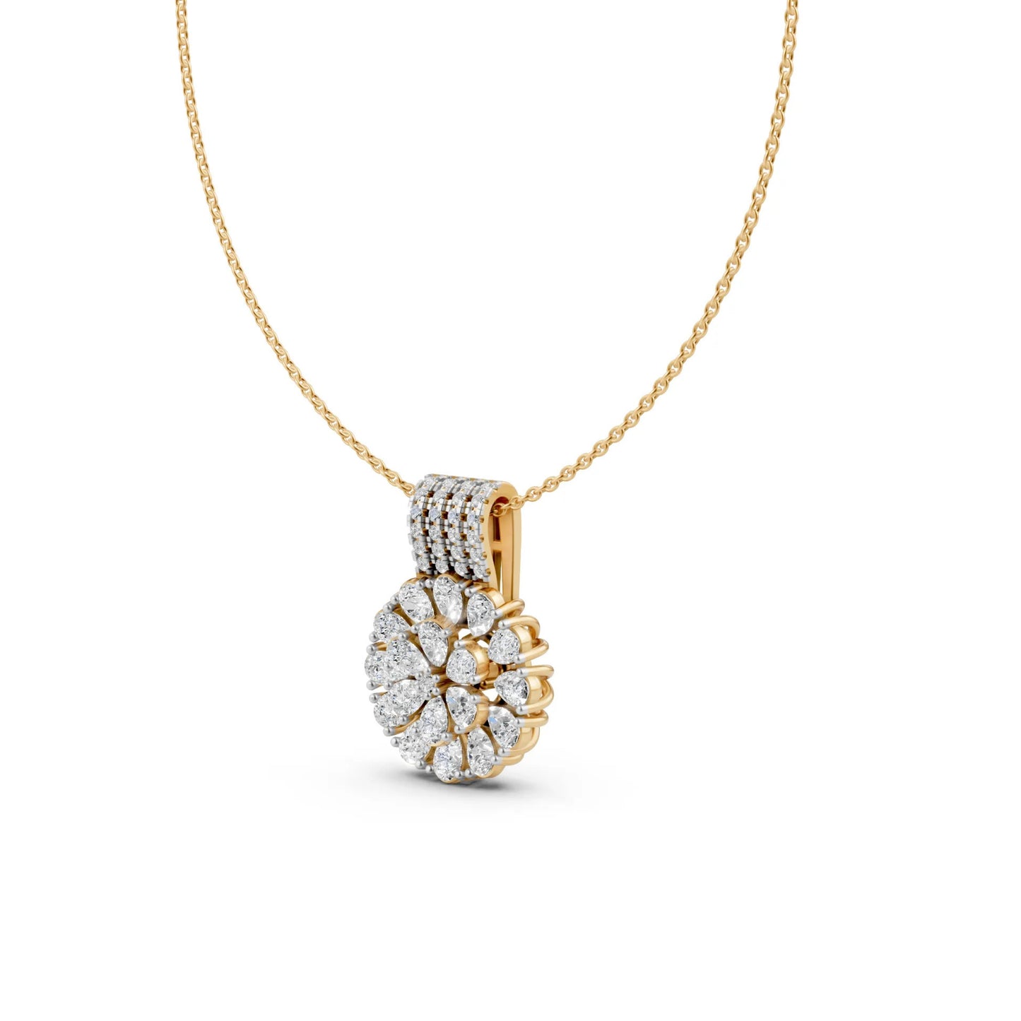 Pear Cluster Pendant Yellow Gold