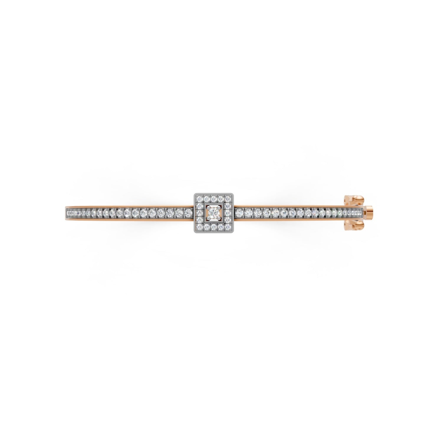 Classic Diamond Halo Bangle Rose Gold