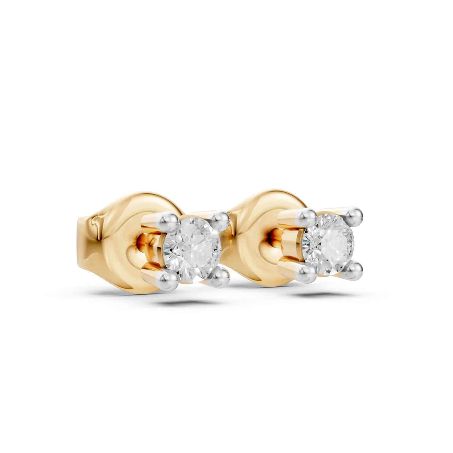 Classic Round Stud Earrings Yellow Gold