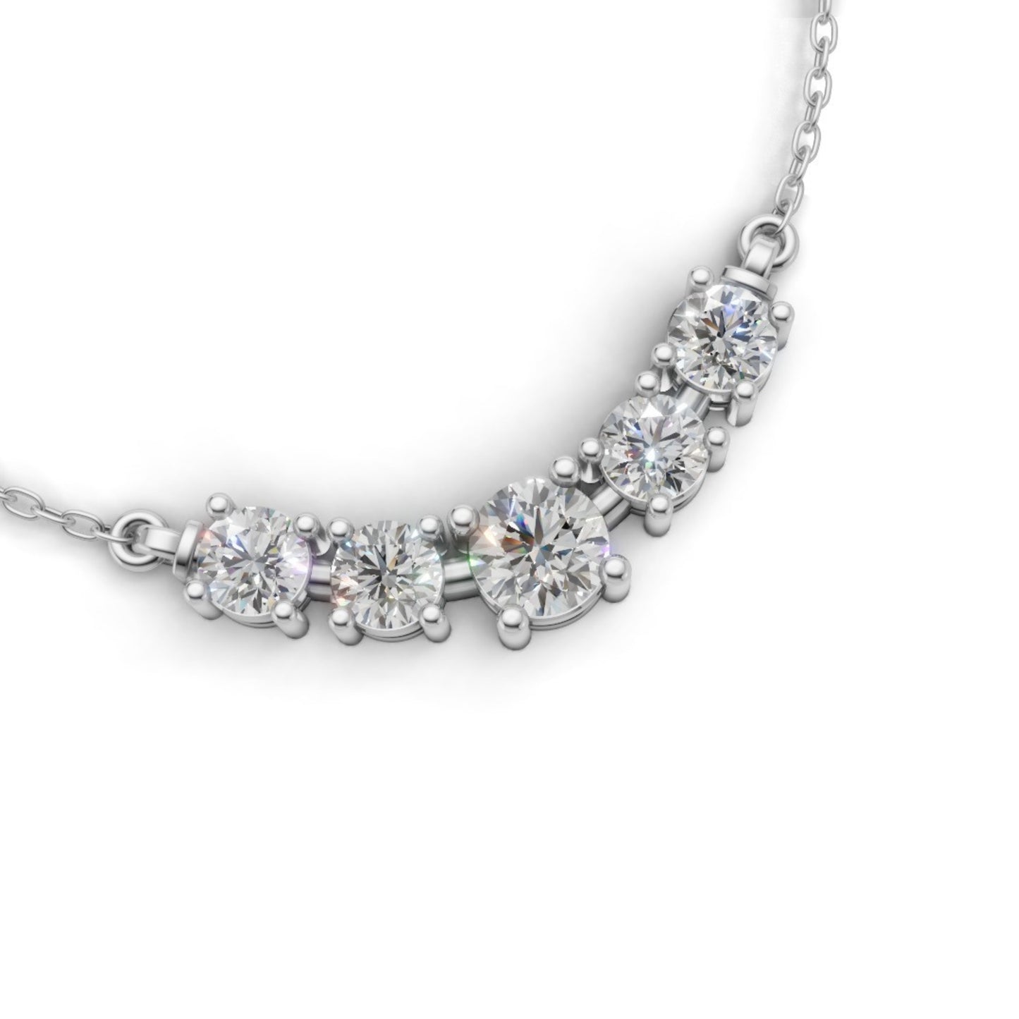 Round Cluster Diamond Necklace White Gold