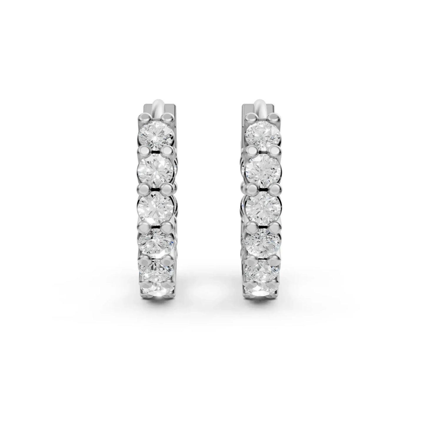 Round Diamond Inside-Out Hoop Earrings  White Gold
