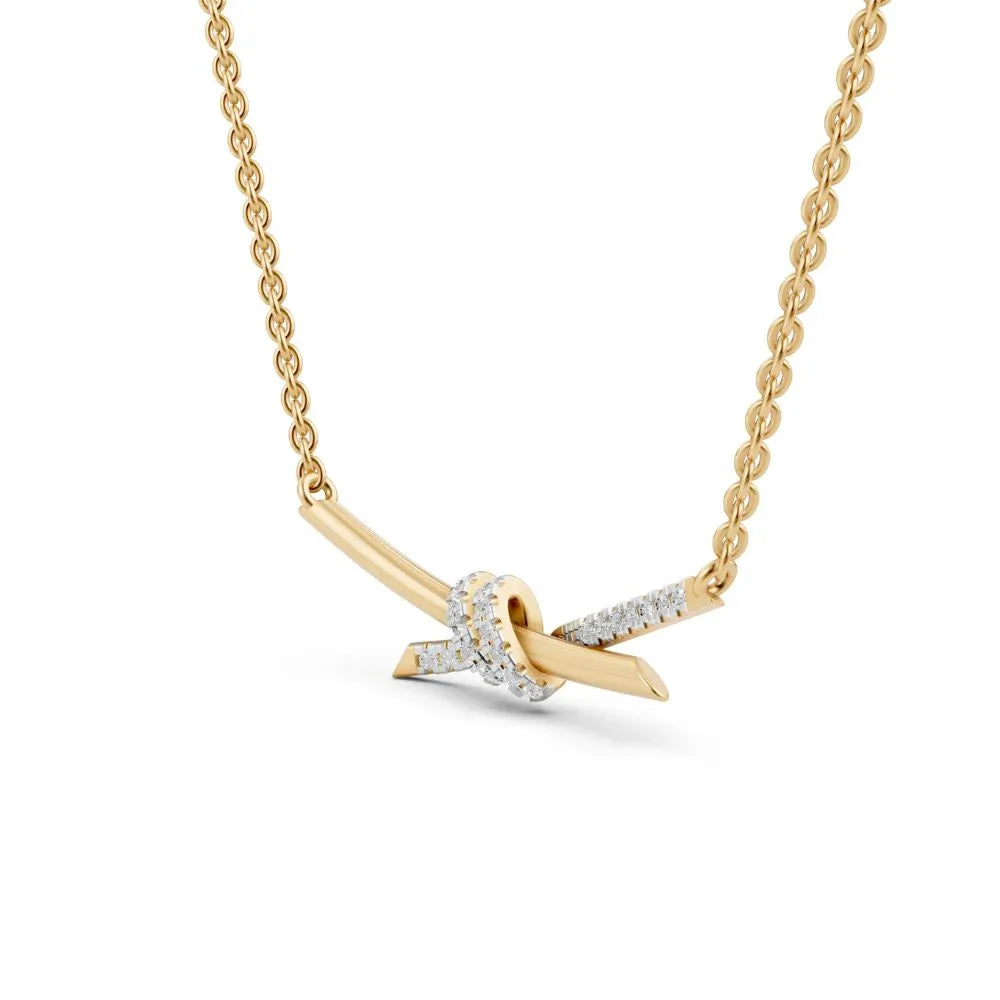 Diamond Knot Necklace Yellow Gold 