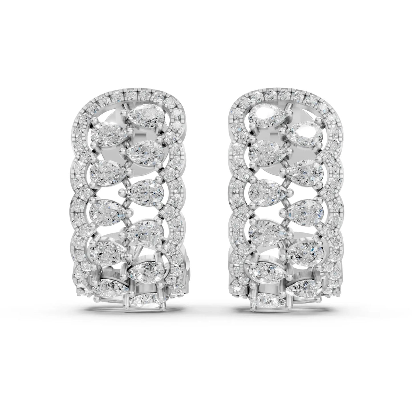 Pear Half-Hoop Earrings White Gold