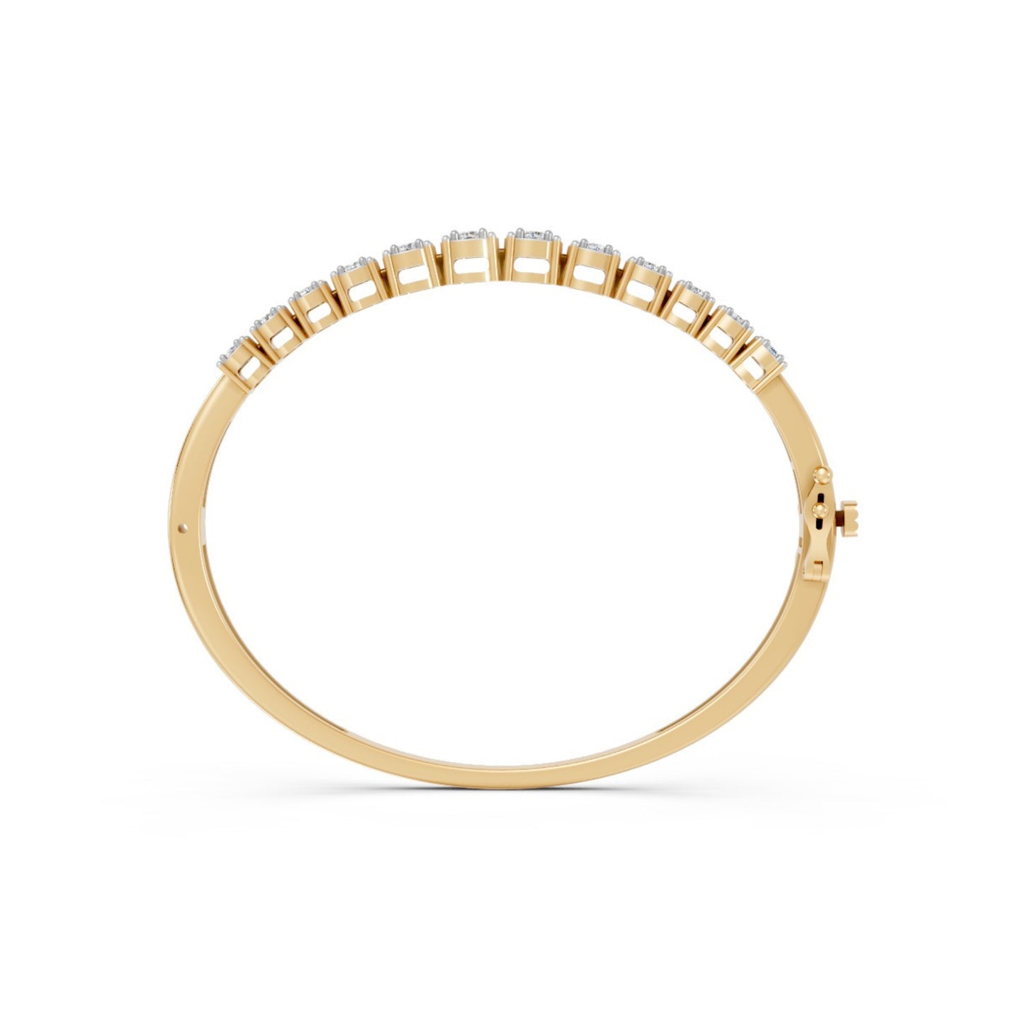 Elegant Round-Cut Diamond Bangle  Yellow Gold