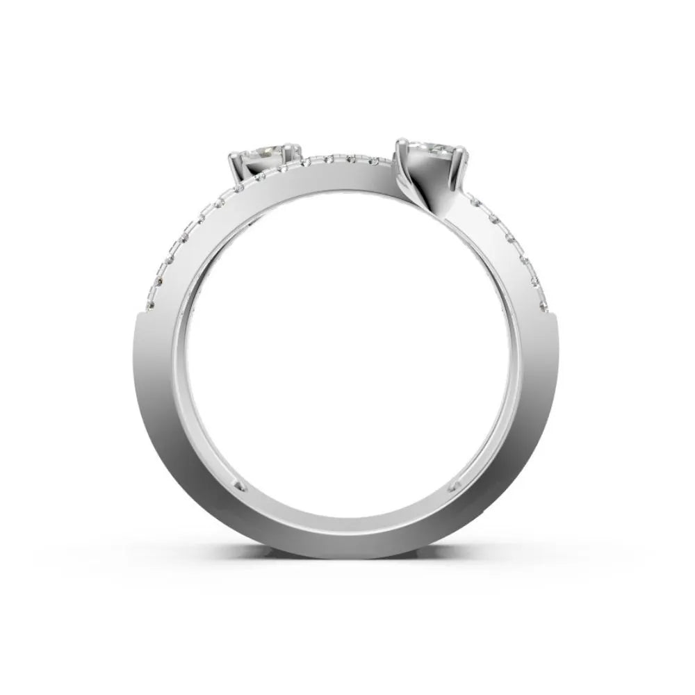 RoseTwist Dual Diamond Open Ring White Gold