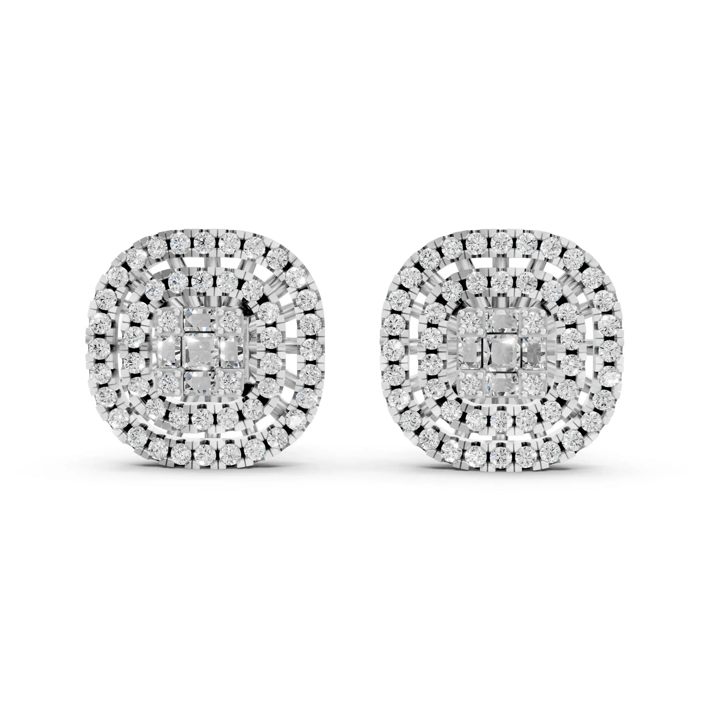 Vintage-Inspired Diamond Stud Earrings White Gold