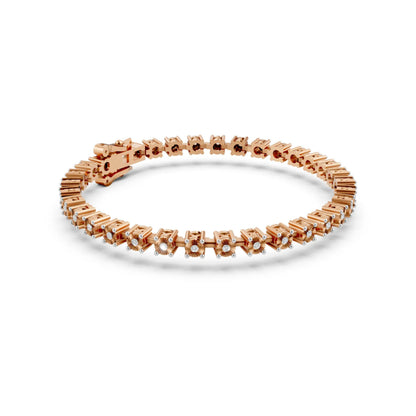 Prong-Set Diamond Tennis Bracelet Rose Gold