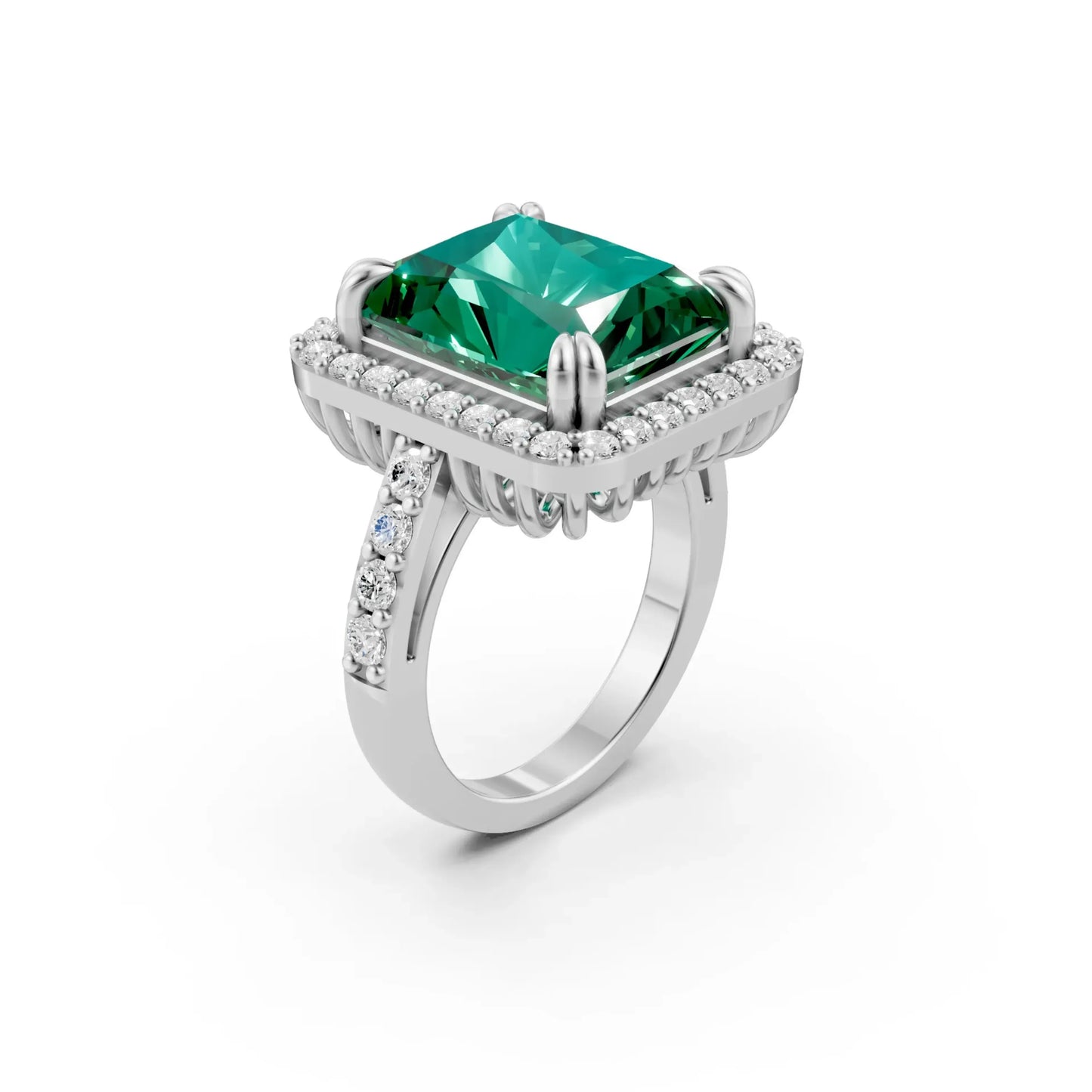 Cushion Halo Statement Ring White Gold