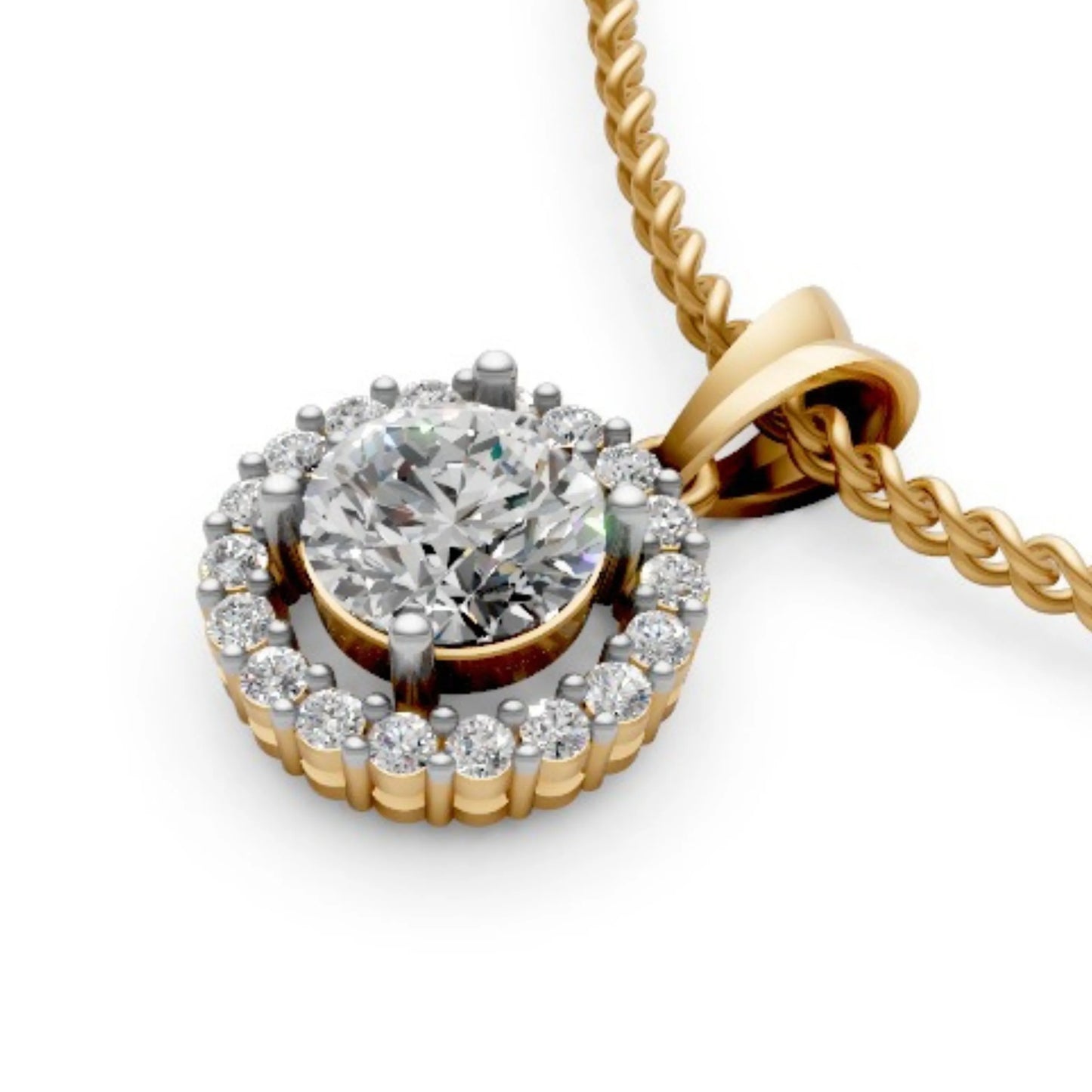 Halo Diamond Pendant Yellow Gold