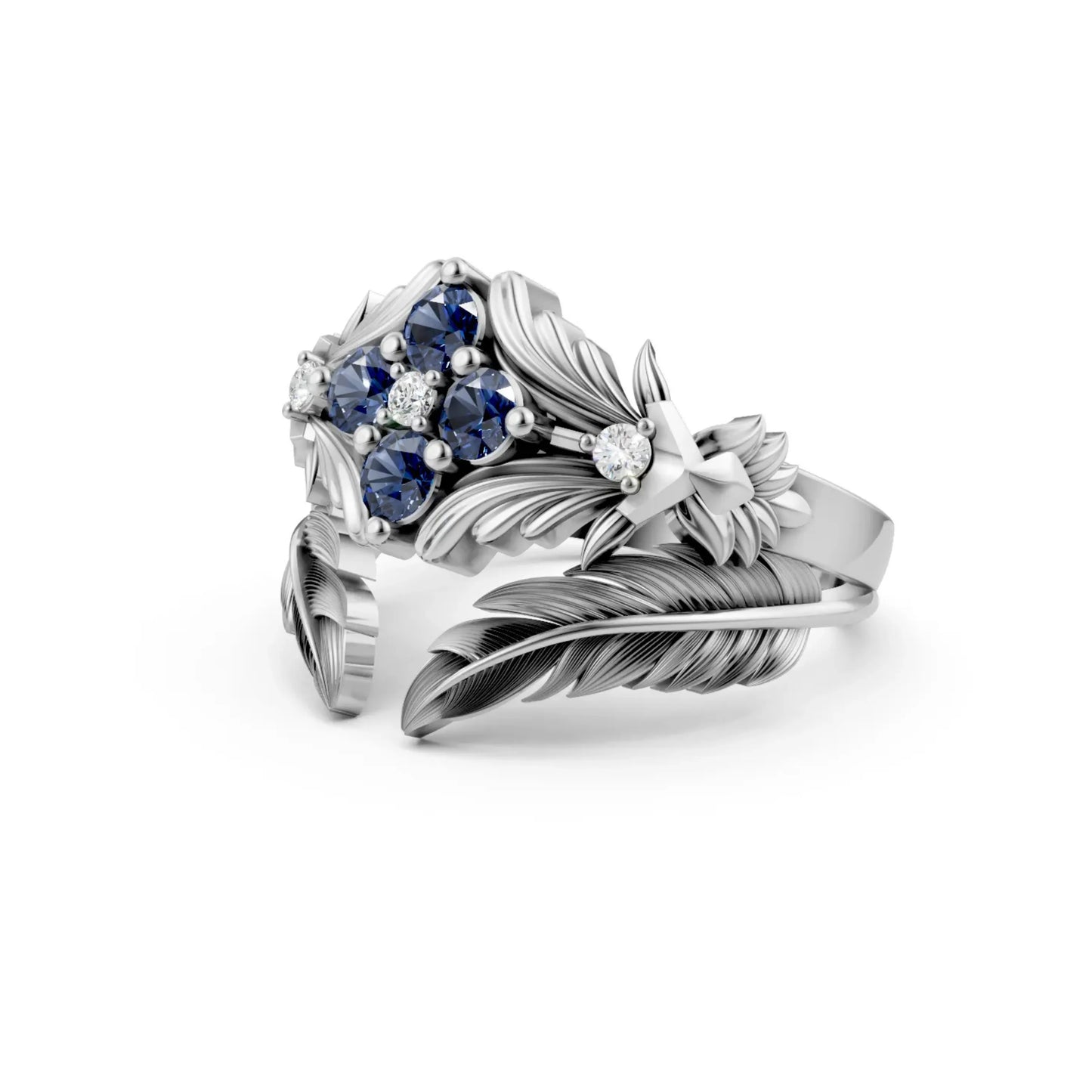 TanzanLeaf Diamond Ring White Gold