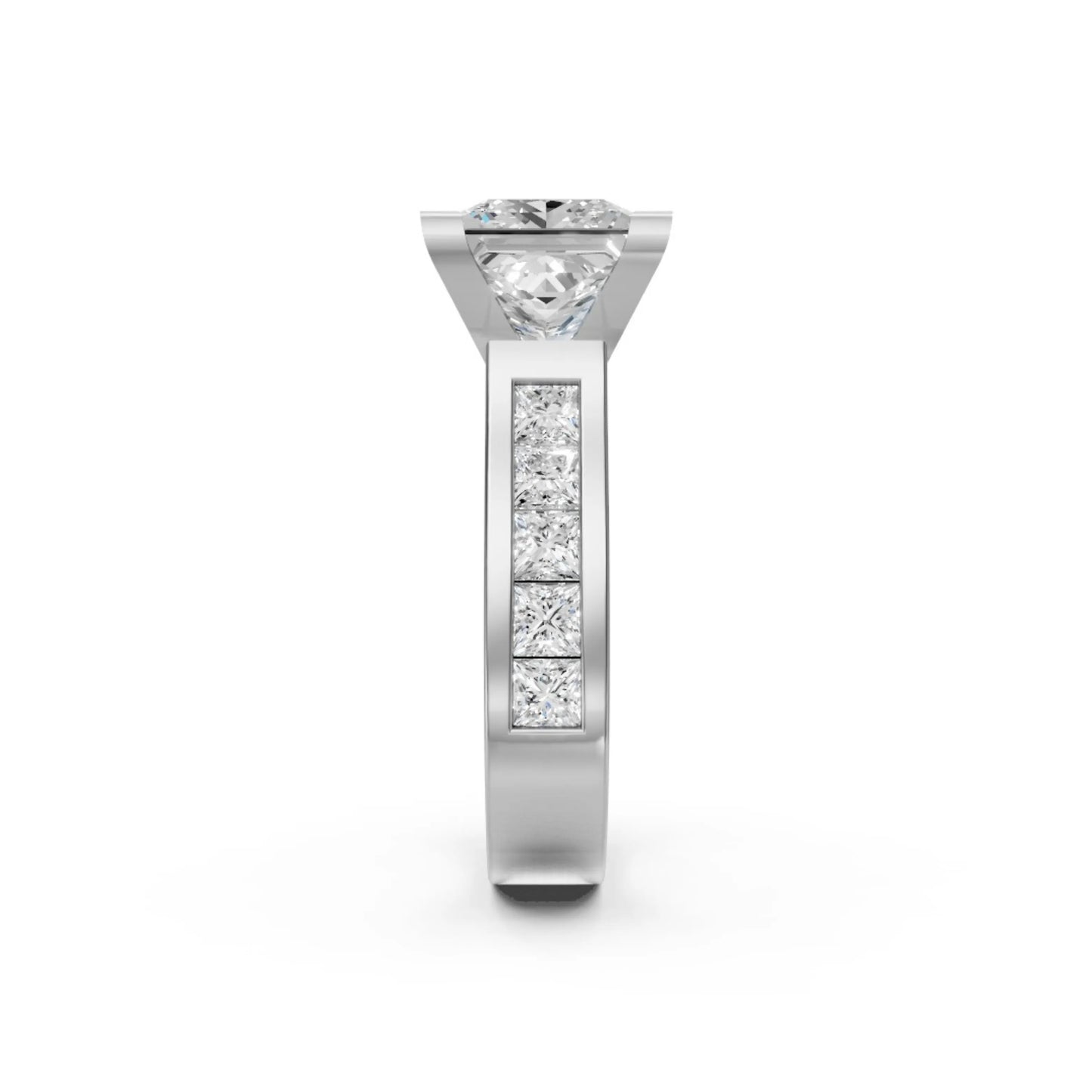 Princess-Cut Channel Ring White Gold