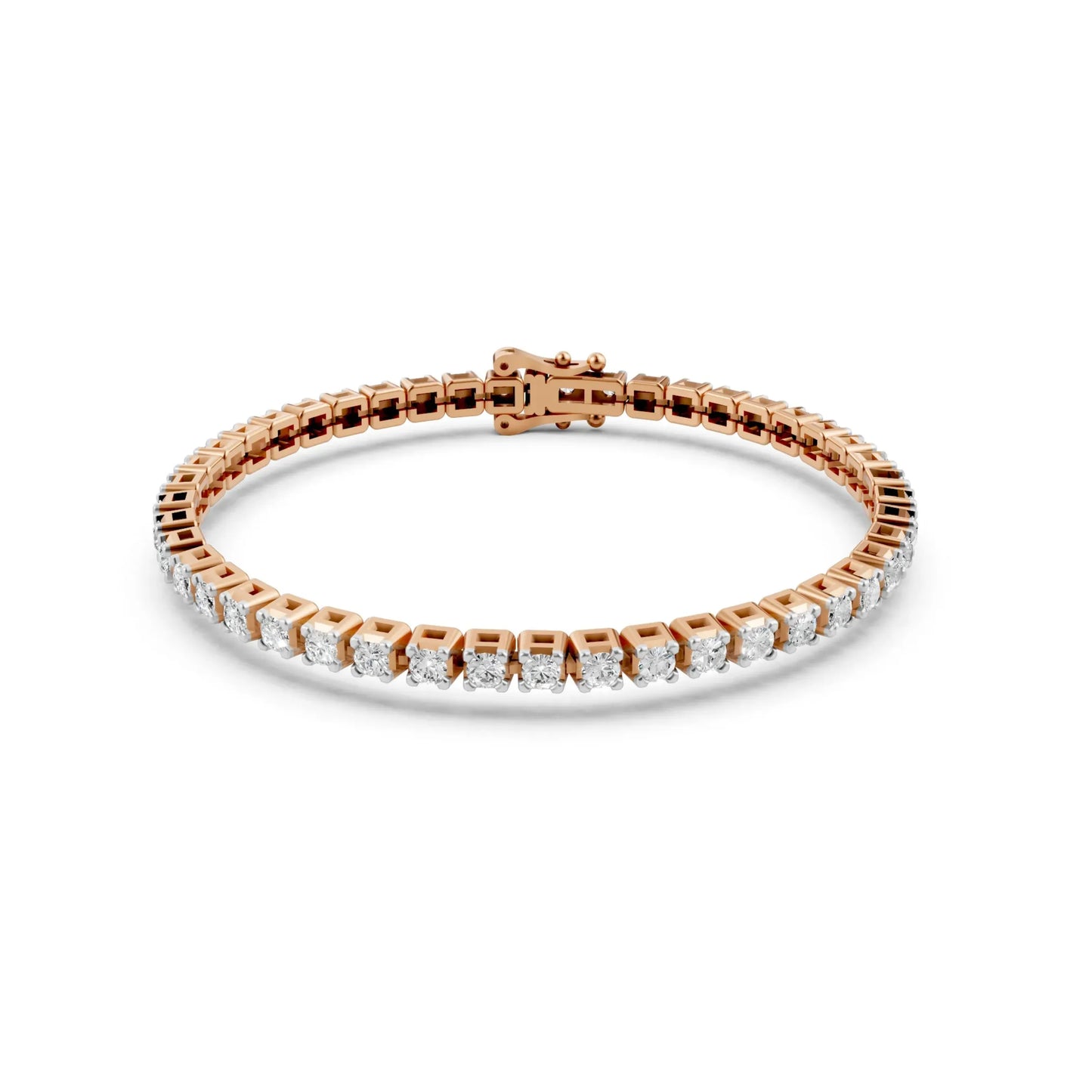 Elegant Round Diamond Tennis Bracelet Rose Gold