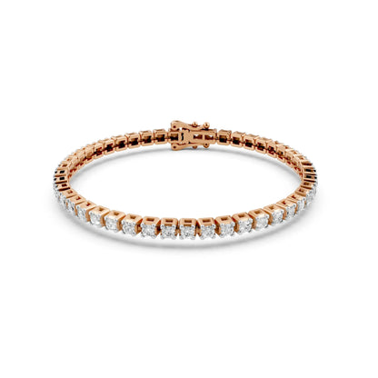 Elegant Round Diamond Tennis Bracelet Rose Gold