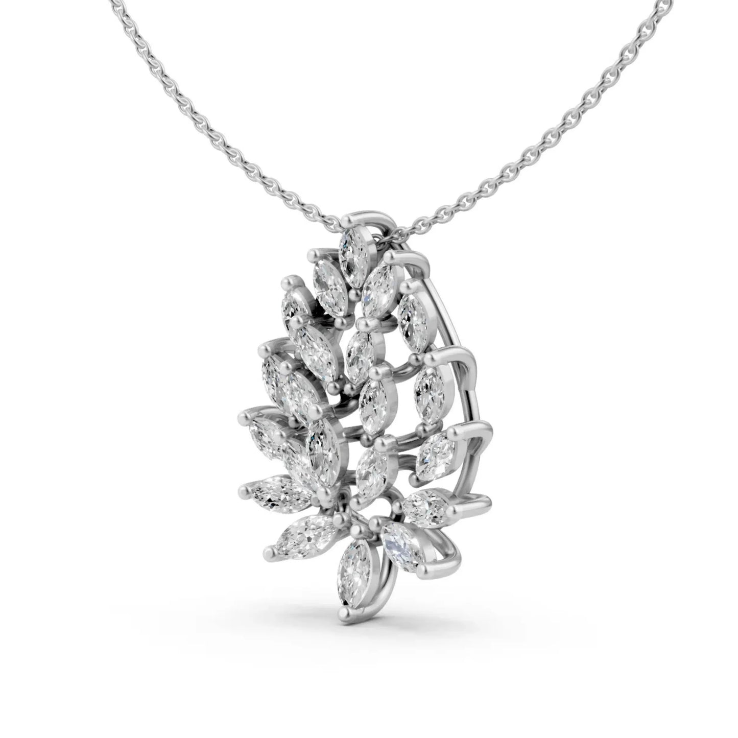 Leaf Pendant White Gold