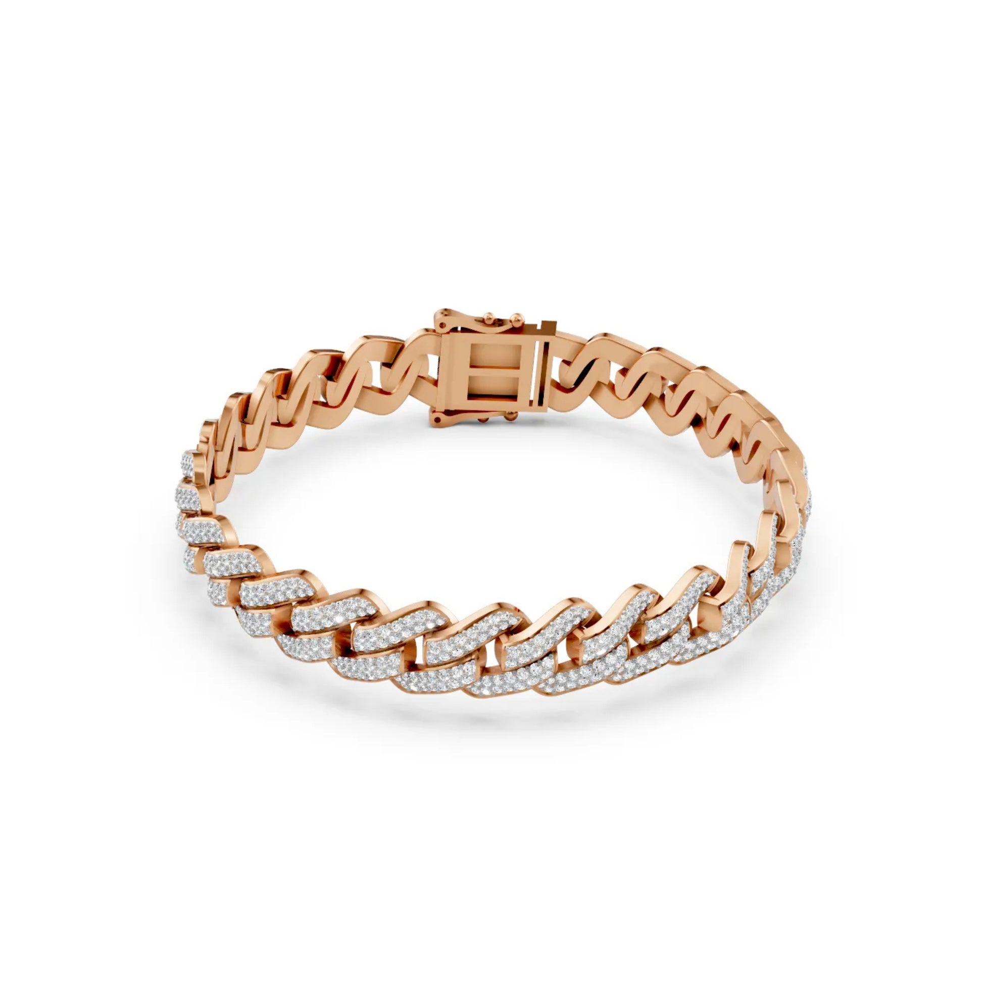 Cuban Link Lab-Grown Diamond Bracelet Rose Gold