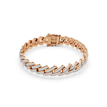 Cuban Link Lab-Grown Diamond Bracelet Rose Gold