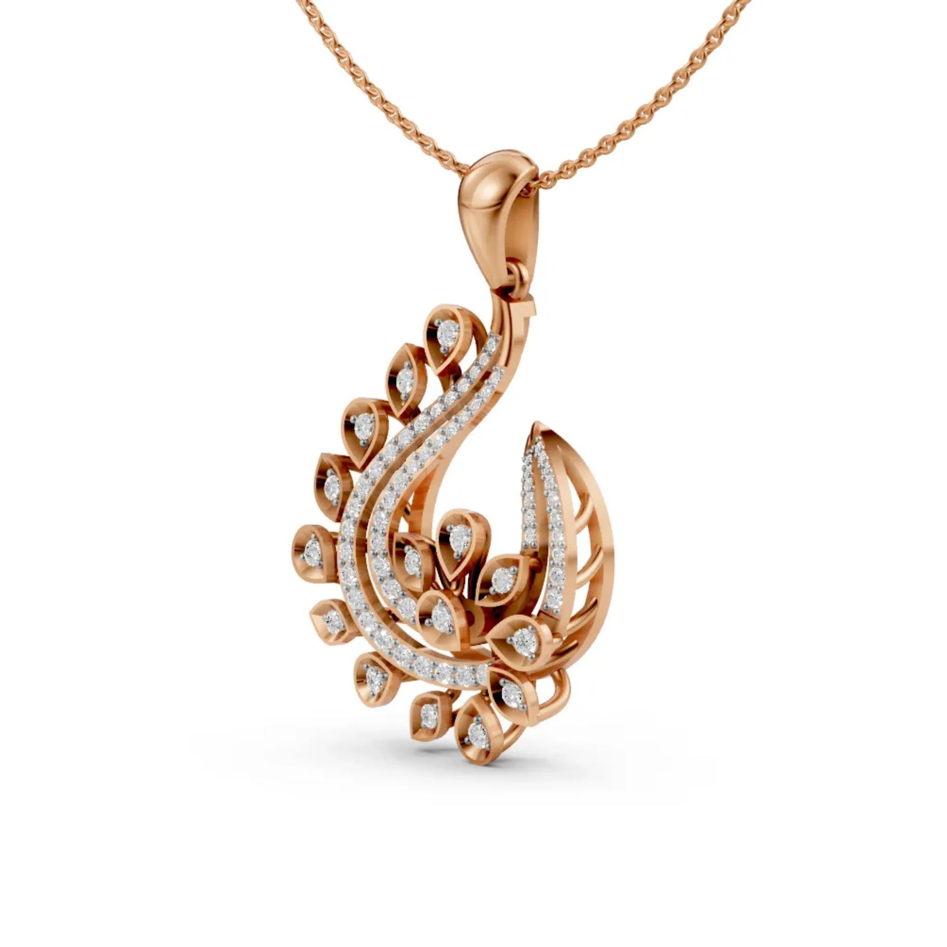 Leaf Diamond Pendant Rose Gold