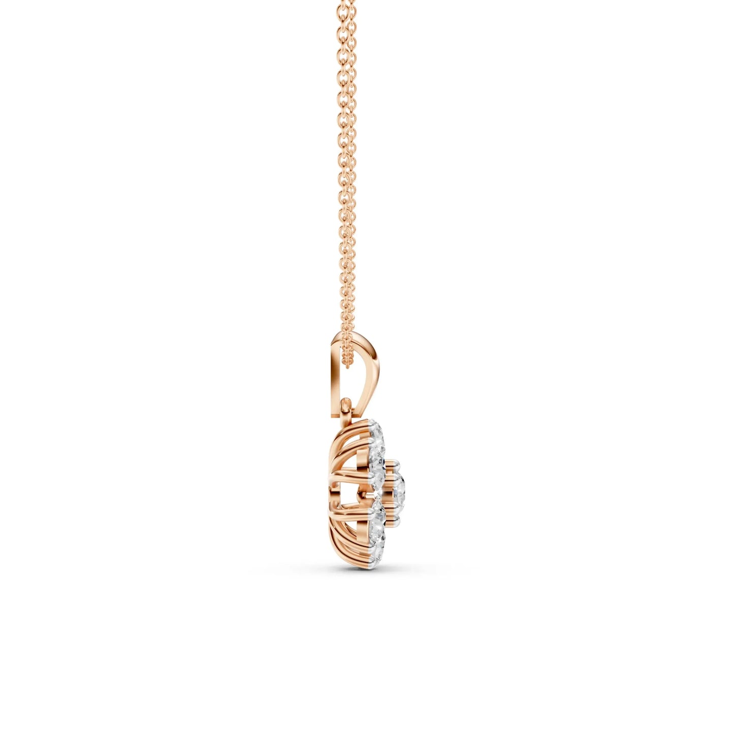 Six-Stone Floral Pendant Rose Gold