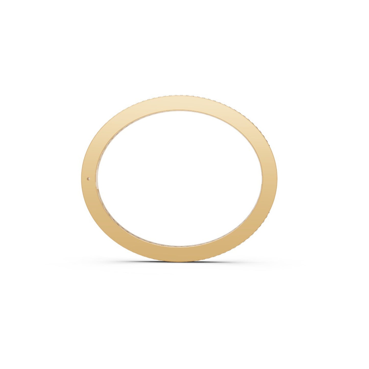 Modern Diamond-Studded Flat Bangle Yellow Gold