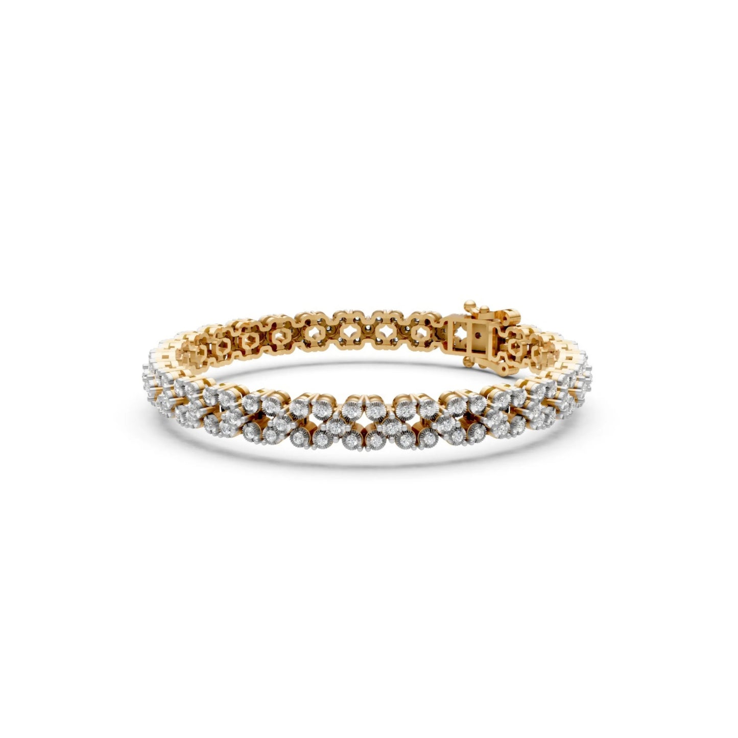 Double Row Diamond Bracelet Yellow Gold