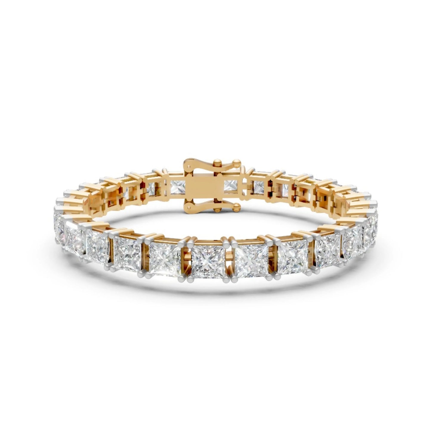 Princess-Cut Diamond Bracelet Yellow Gold