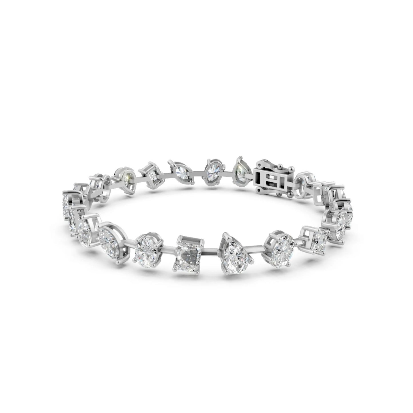 Multi-Shape Diamond Bracelet White Gold