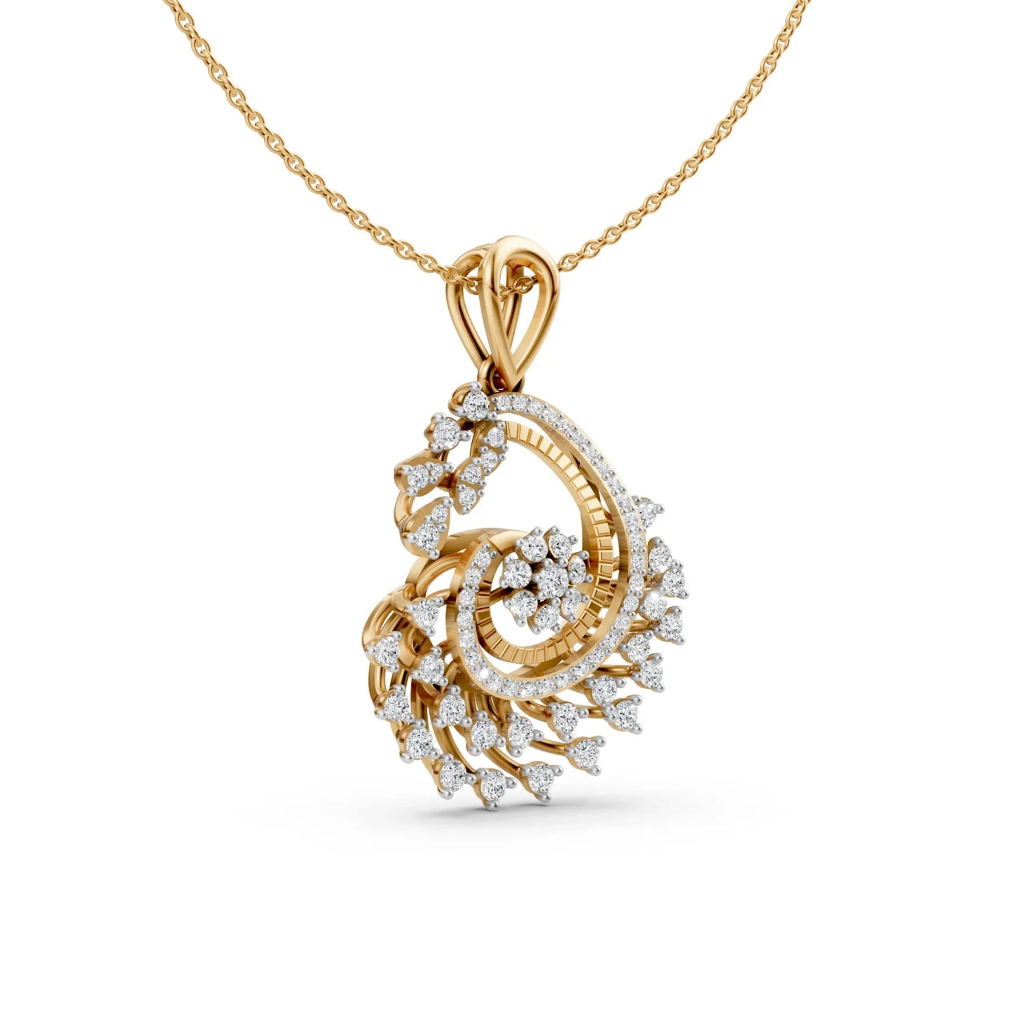 Floral Spiral Diamond Pendant Yellow Gold