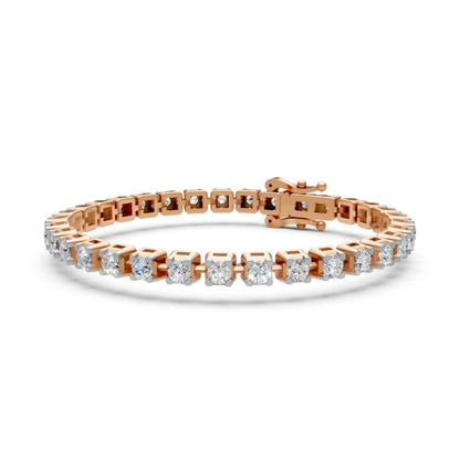 Round Brilliant Diamond Tennis Bracelet Rose Gold