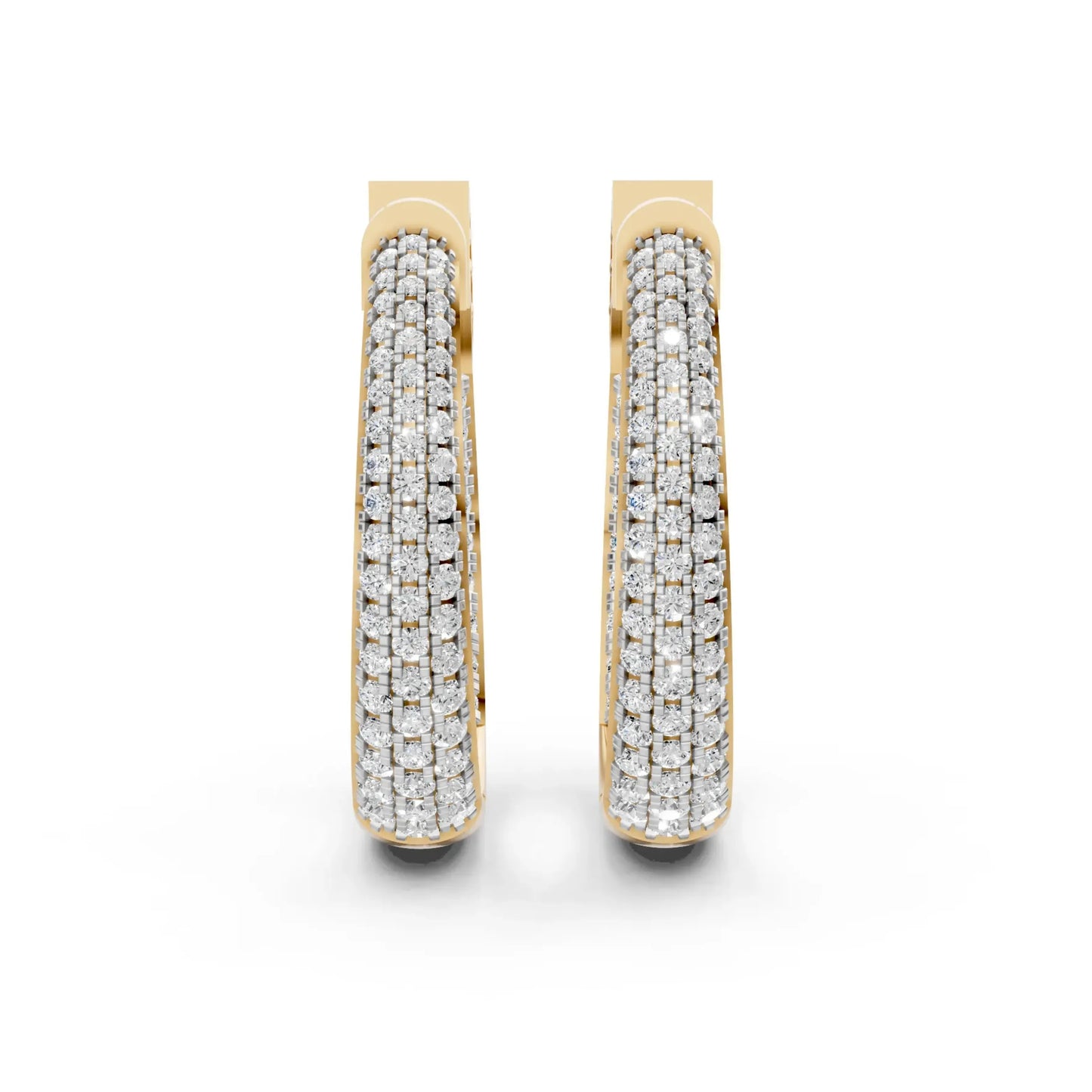 Double Hoop Diamond Earrings Yellow Gold