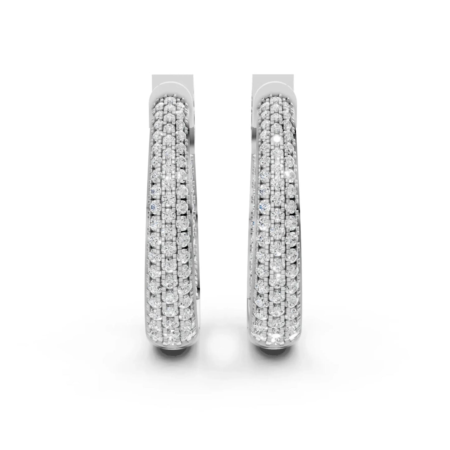 Double Hoop Diamond Earrings White Gold